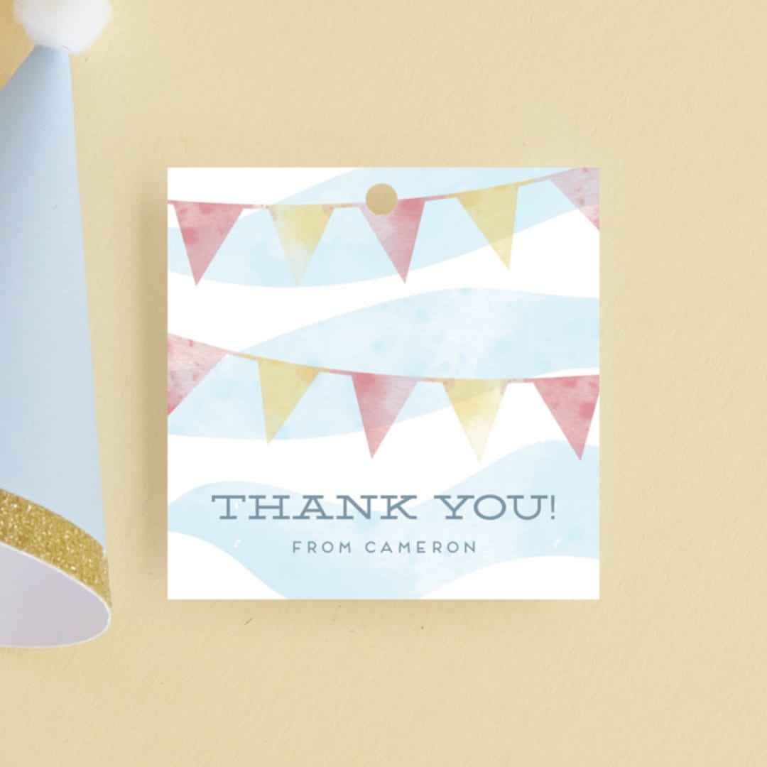 "shore-n-sandcastles" - Children's Birthday Party Favor Tags in Seashore by silverscreen studio - Front