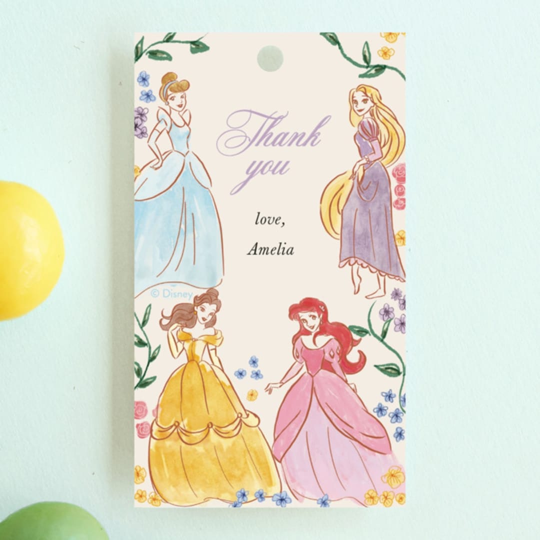 "Disney Princess Garden Party" - Children's Birthday Party Favor Tags in Buttercream by Cass Loh - Front