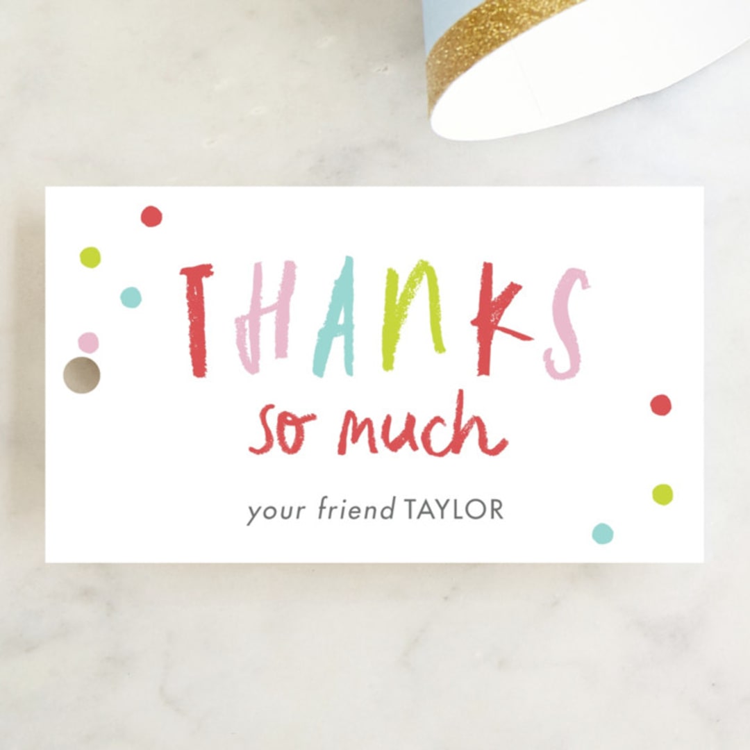 "Confetti bash" - Children's Birthday Party Favor Tags in Bubblegum by Stacey Meacham - Front