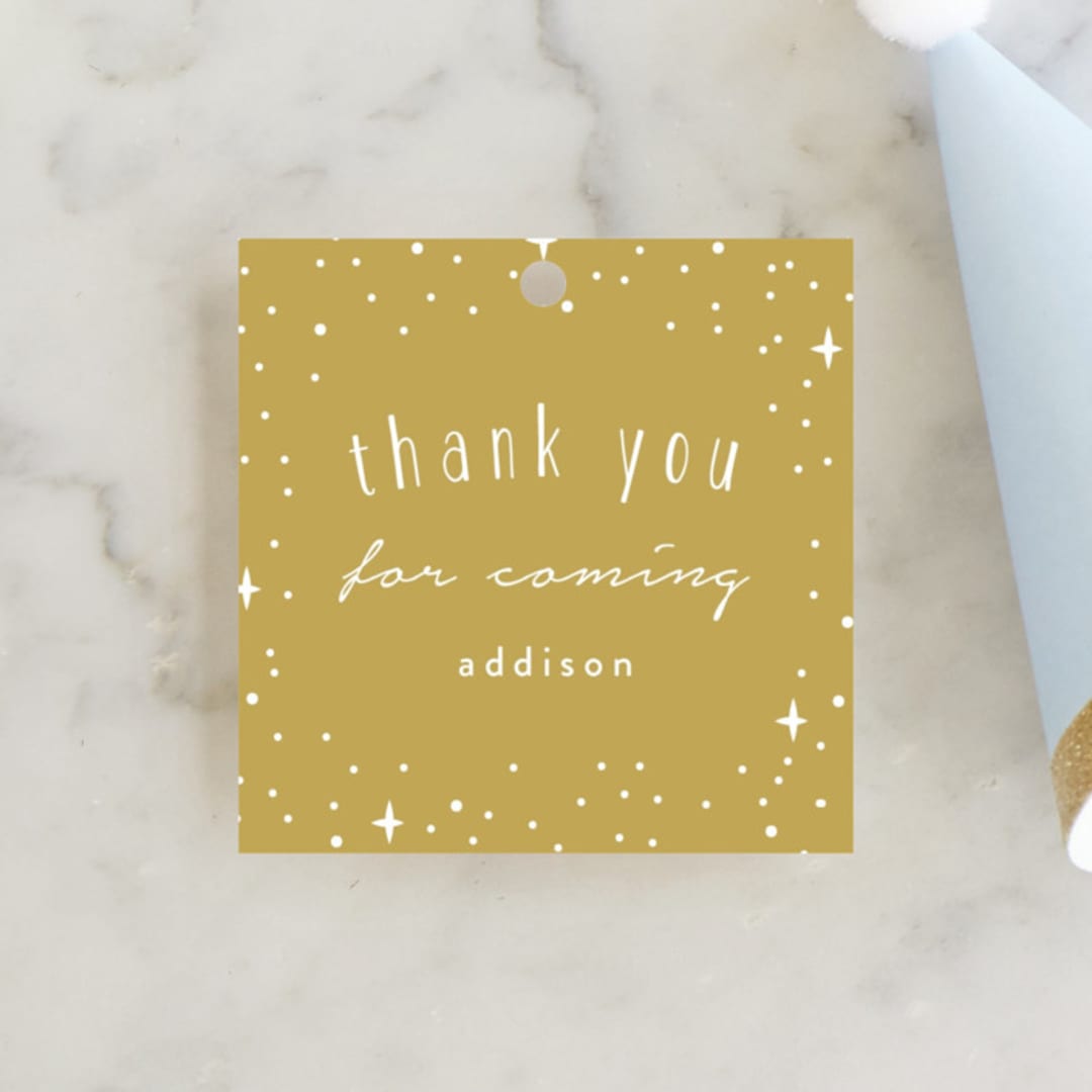 "pixie" - Children's Birthday Party Favor Tags in Gold by Angela Garrick - Front