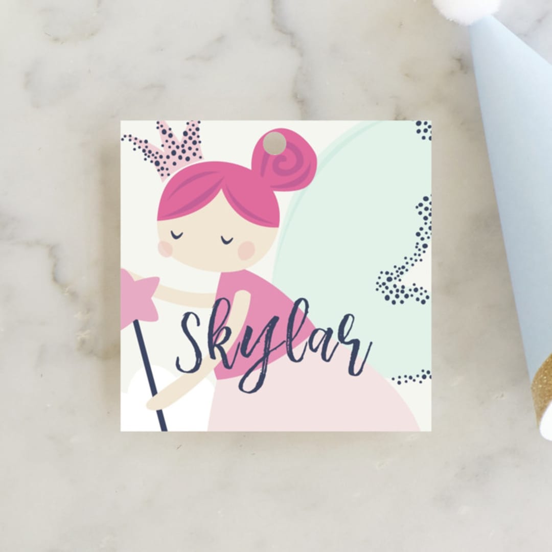 "glitter fairy" - Children's Birthday Party Favor Tags in Powder by peetie design - Front