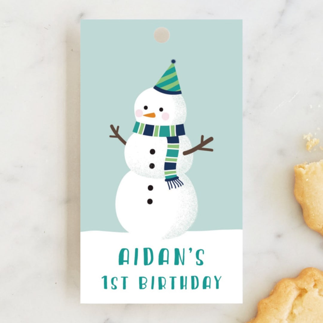 "ONEderland" - Children's Birthday Party Favor Tags in Sea by Annie Holmquist - Front
