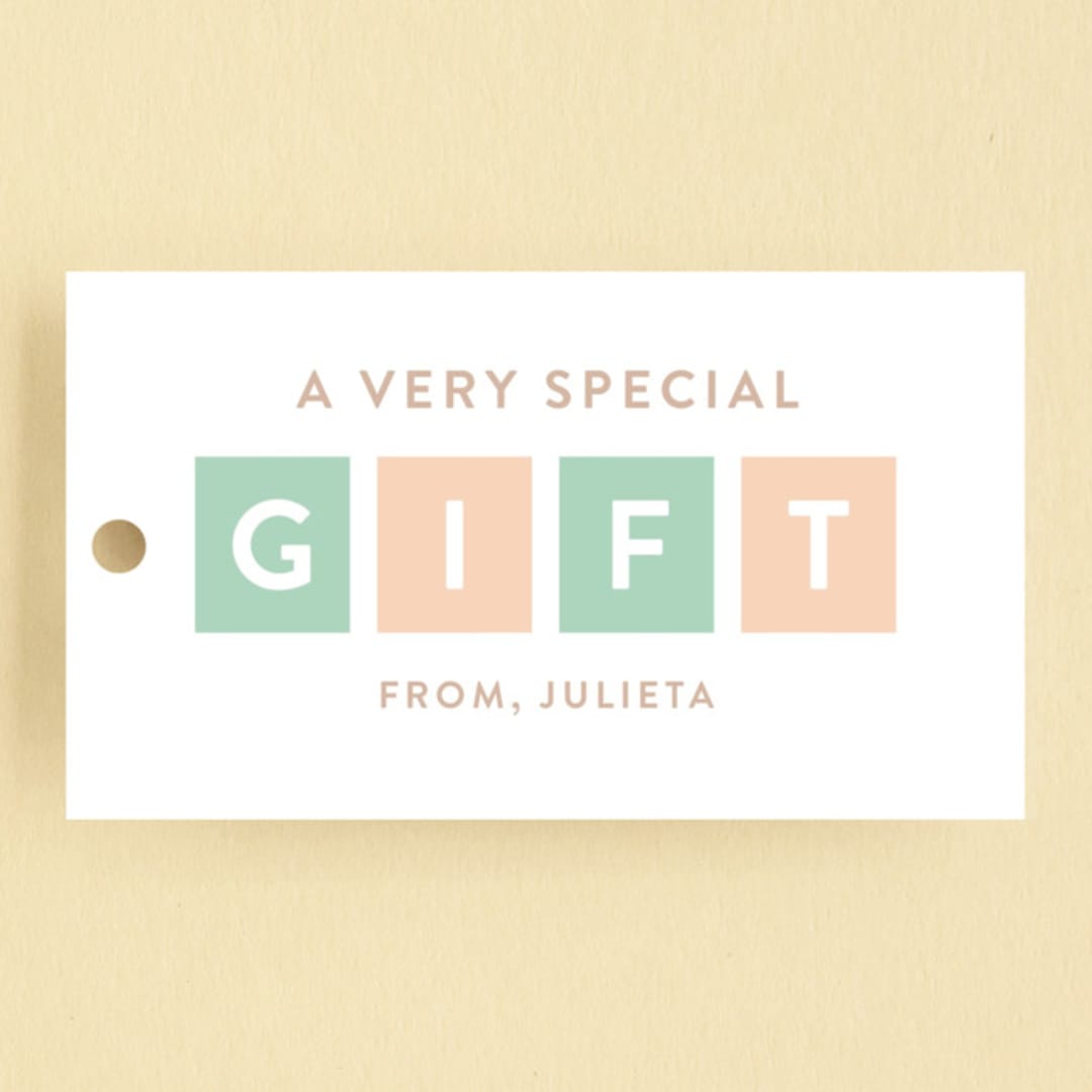 "Simply One" - Children's Birthday Party Favor Tags in Seafoam by Joanne James - Front