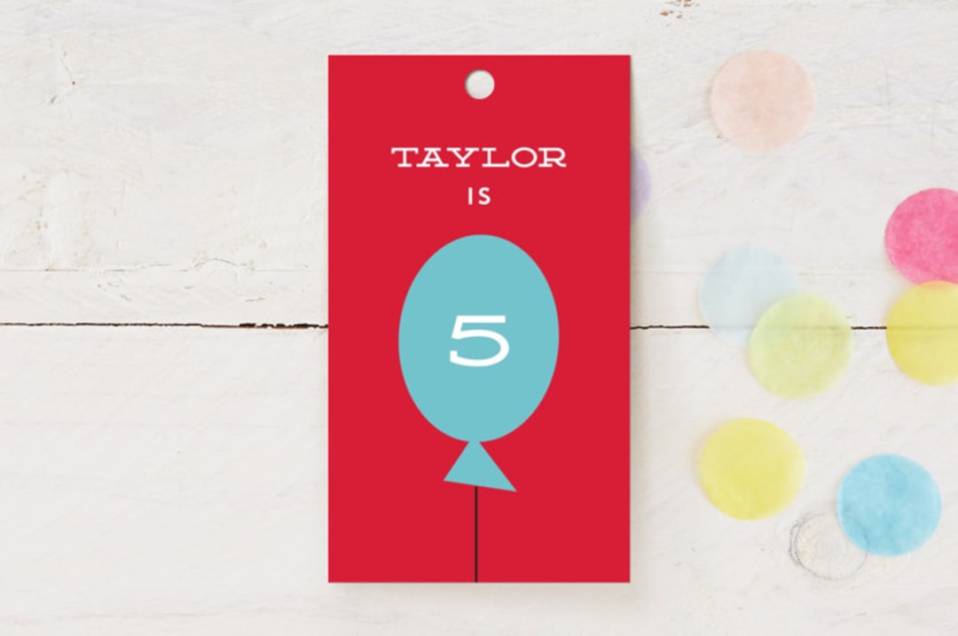 "Circus Party" - Children's Birthday Party Favor Tags in Tomato by Anupama - Front