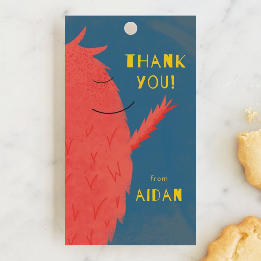 "Calling All Monsters" - Children's Birthday Party Favor Tags in Deep Sea by Nicole Winn - Front