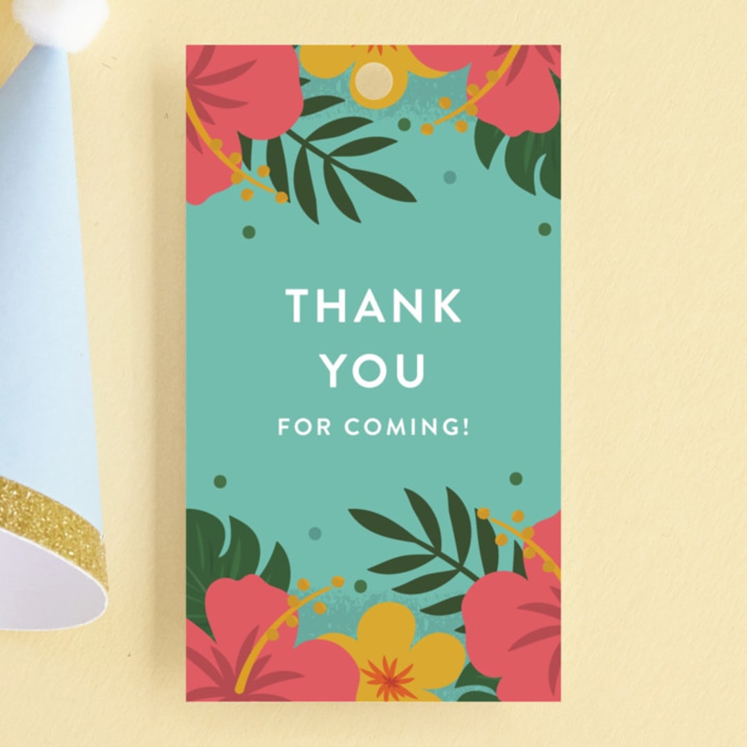 "Festive One" - Children's Birthday Party Favor Tags in Evergreen by Joanne James - Front