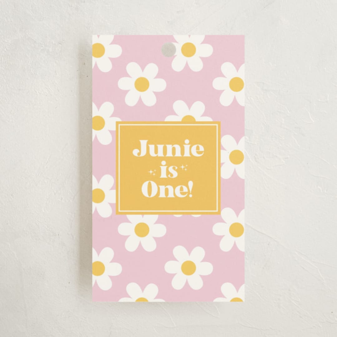 "Daisys" - Children's Birthday Party Favor Tags in Daisy by Little Print Design - Front