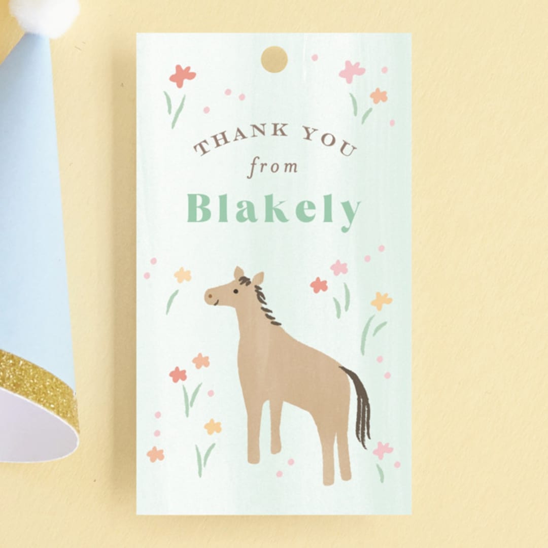 "storybook farm" - Children's Birthday Party Favor Tags in Mint by Jennifer Wick - Front