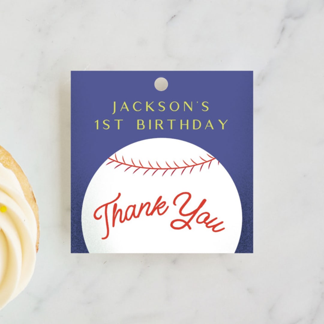"baseball" - Children's Birthday Party Favor Tags in Grass by Becky Nimoy - Front