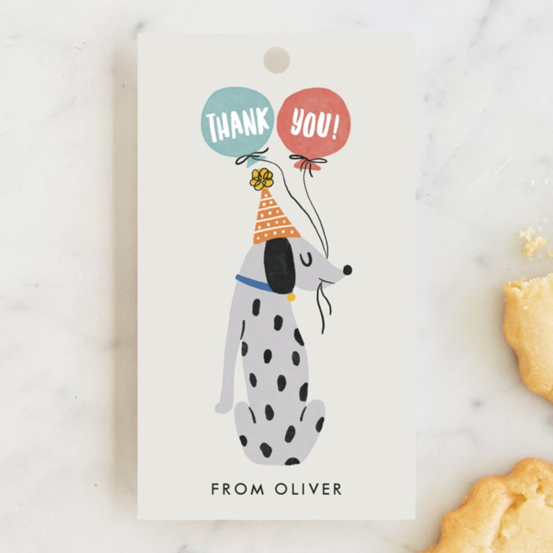 "Party Puppers" - Children's Birthday Party Favor Tags in Classic by Lehan Veenker - Front