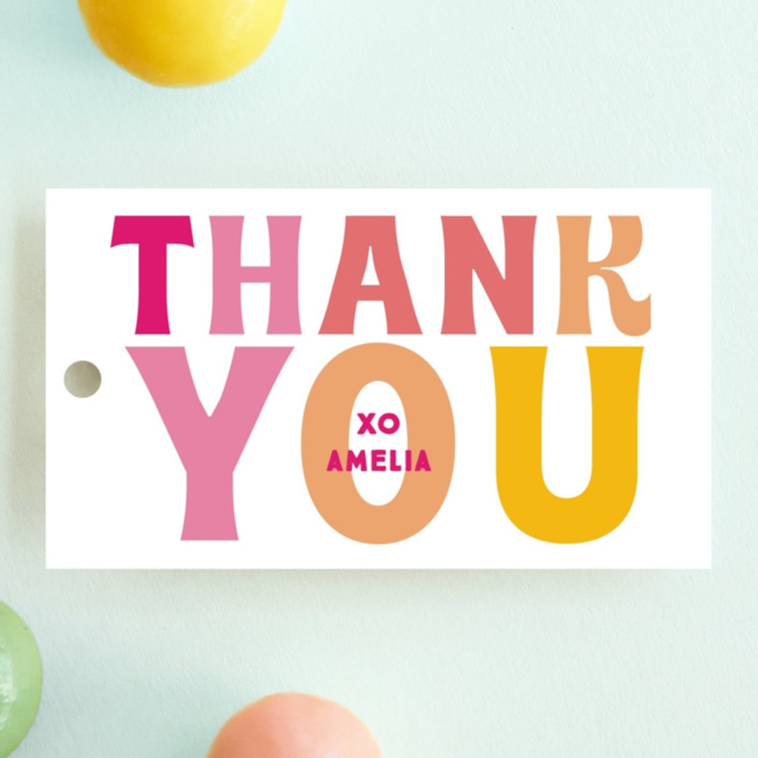 "The Big One" - Children's Birthday Party Favor Tags in Rose by Baumbirdy - Front