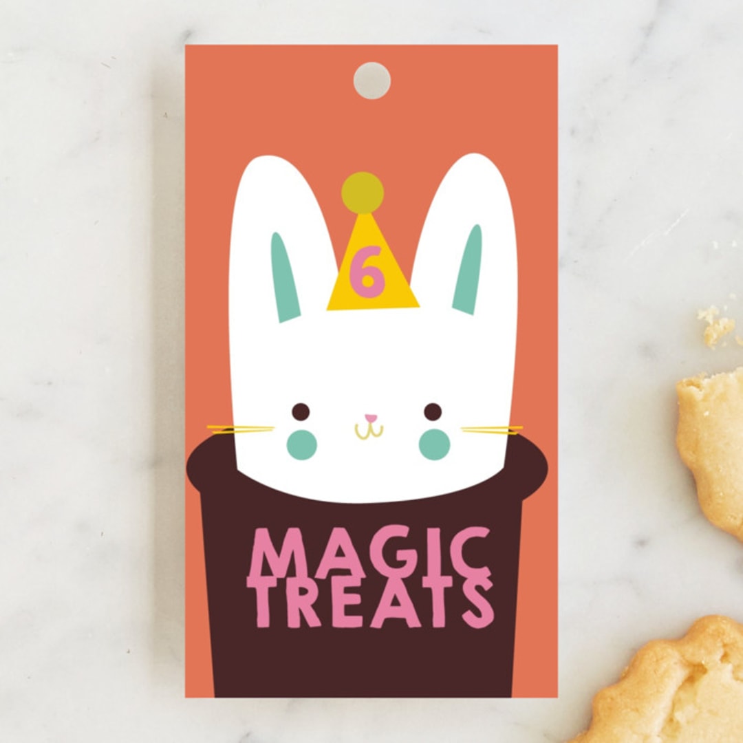 "Magic" - Children's Birthday Party Favor Tags in Melon by Lori Wemple - Front