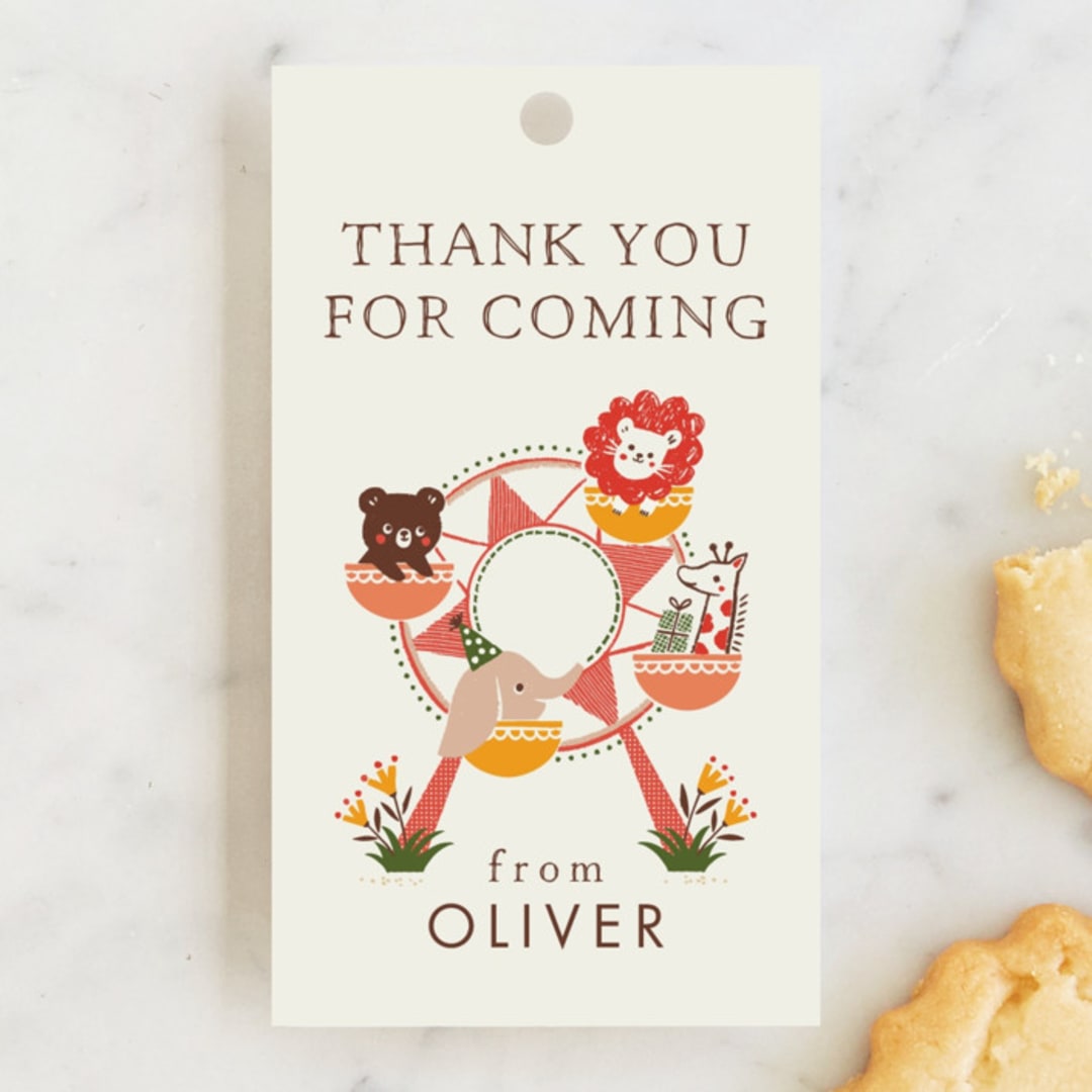 "little carnival" - Children's Birthday Party Favor Tags in Apple by Vivian Yiwing - Front