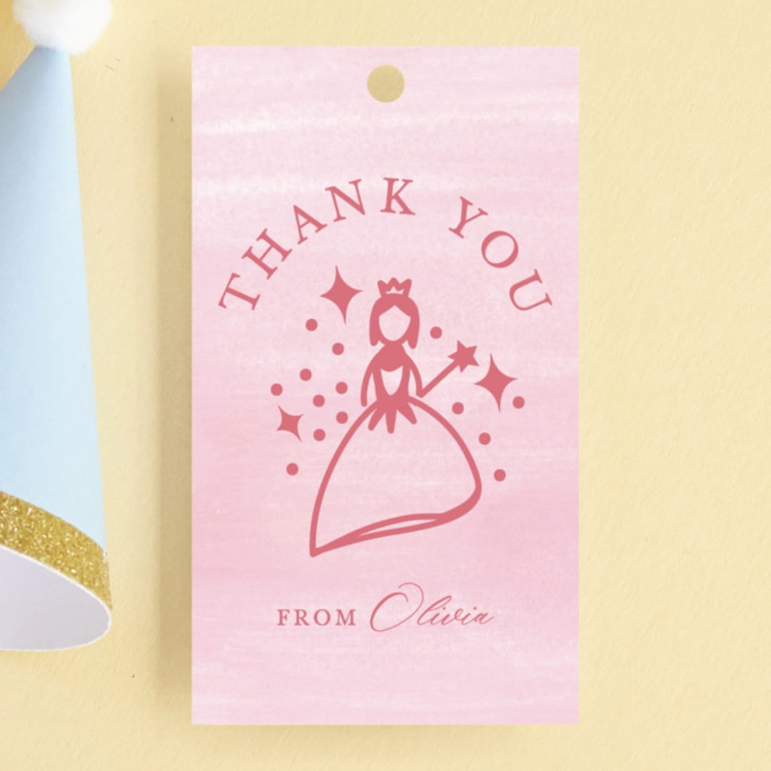 "Princess" - Children's Birthday Party Favor Tags in Bubblegum by Teju Reval - Front