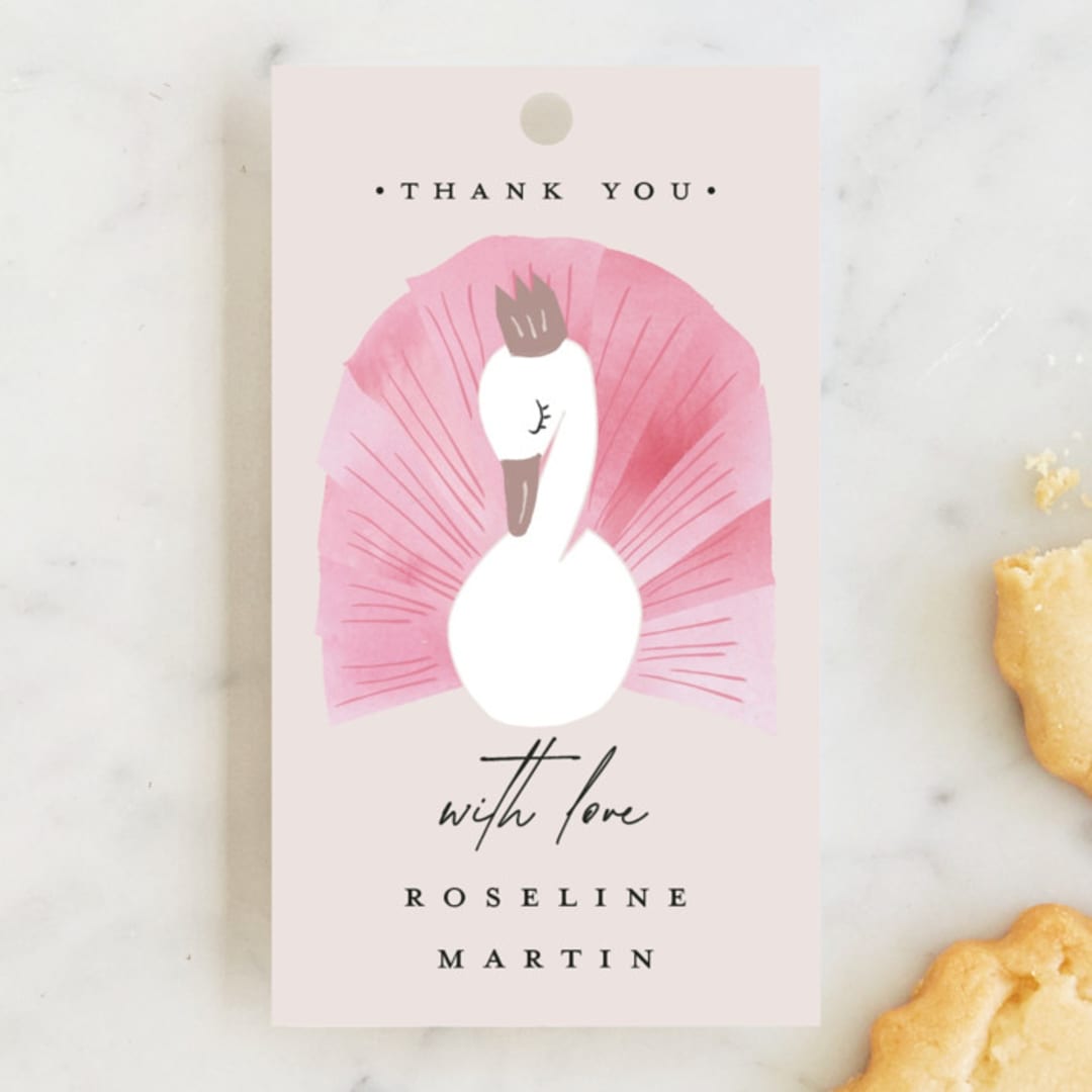 "Our Swan Princess" - Children's Birthday Party Favor Tags in Candy by Kanika Mathur - Front