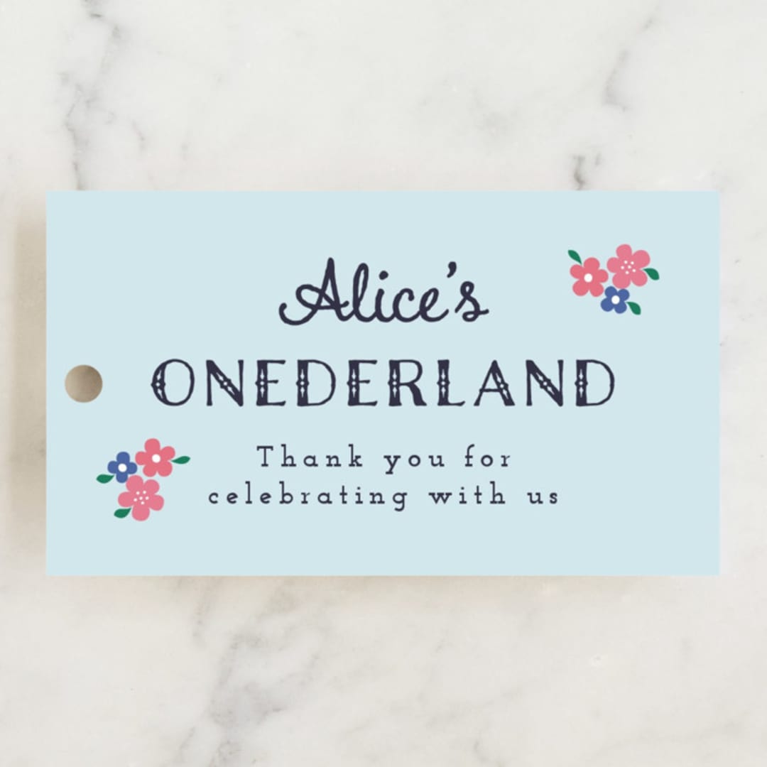 "Disney's Alice In Wonderland Birthday" - Children's Birthday Party Favor Tags in Sky by Annie Holmquist - Front