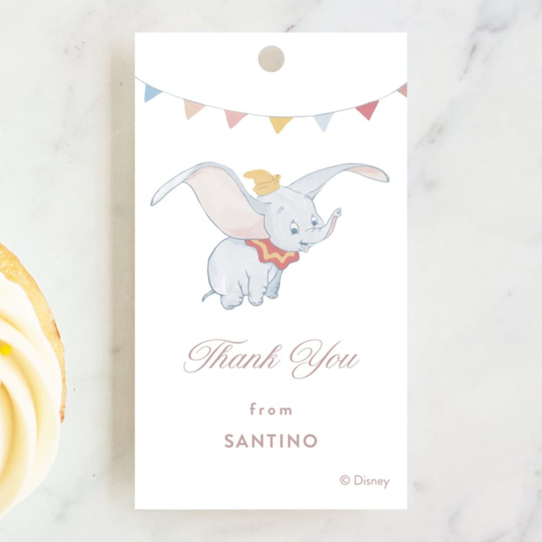 "Disney's Dumbo" - Children's Birthday Party Favor Tags in Sugar by Teju Reval - Front