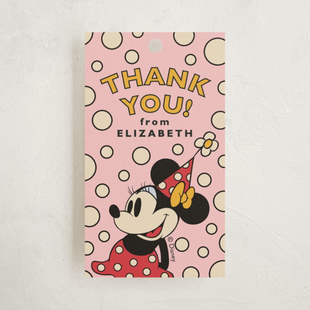 "Disney Vintage Minnie's Mouse" - Children's Birthday Party Favor Tags in Blush by Heather Schertzer - Front