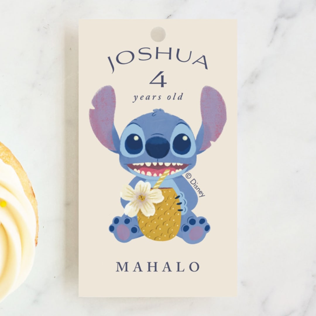 "Disney Keiki Cake" - Children's Birthday Party Favor Tags in Coconut by Griffinbell Paper Co. - Front