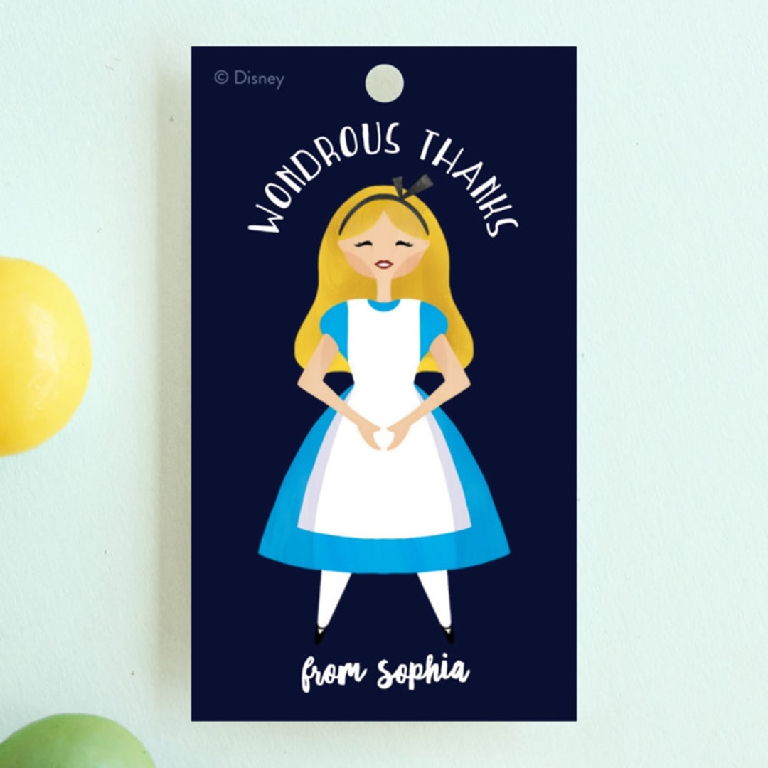 "Disney's Alice In Wonderland Garden" - Children's Birthday Party Favor Tags in Midnight by Lehan Veenker - Front