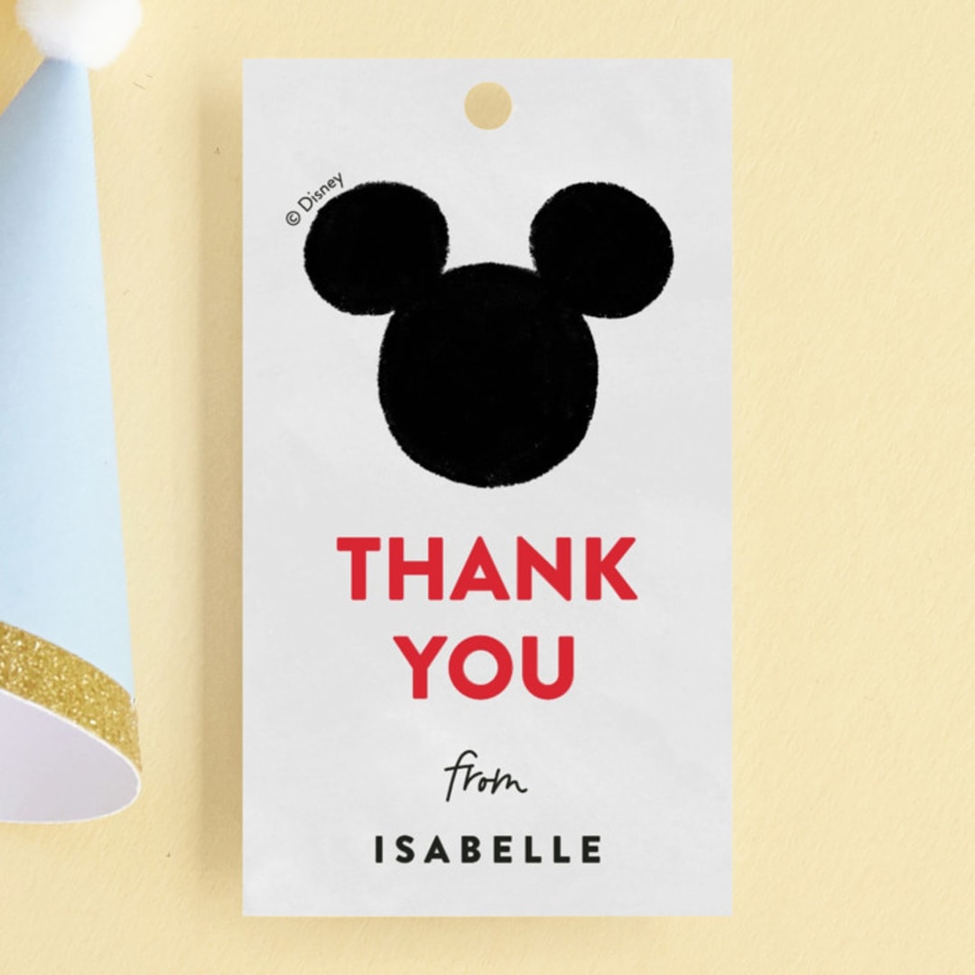 "A Disney Mickey Party" - Children's Birthday Party Favor Tags in Traditional by Pixel and Hank - Front