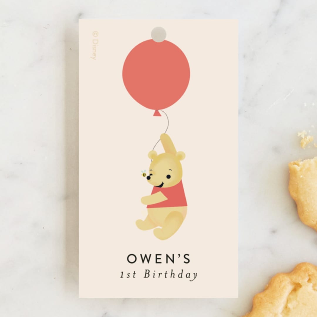"Disney's Pooh Bear Birthday" - Children's Birthday Party Favor Tags in Clay by Itsy Belle Studio - Front