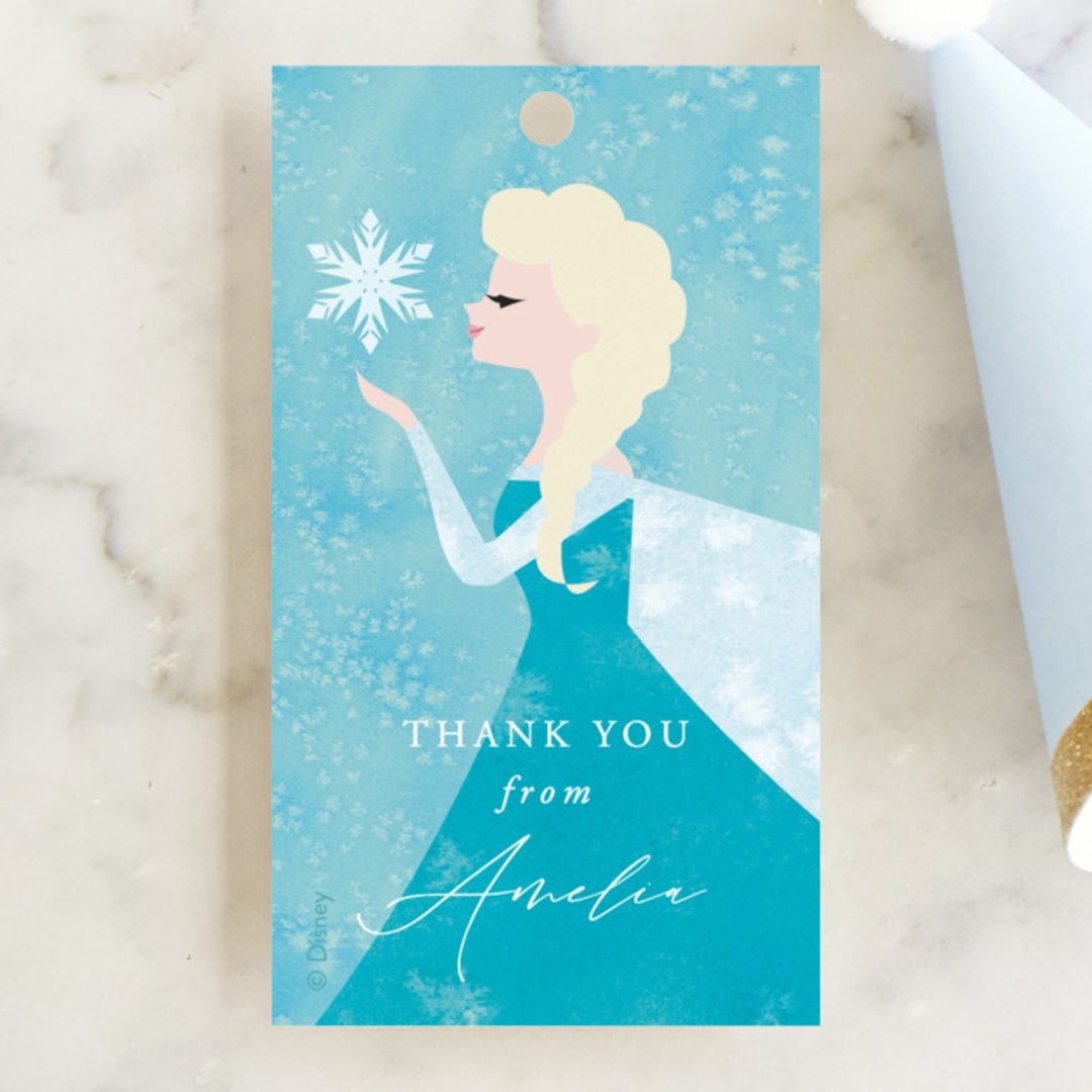 "Disney Elsa's Snowflakes" - Children's Birthday Party Favor Tags in Frost by Holly Whitcomb - Front