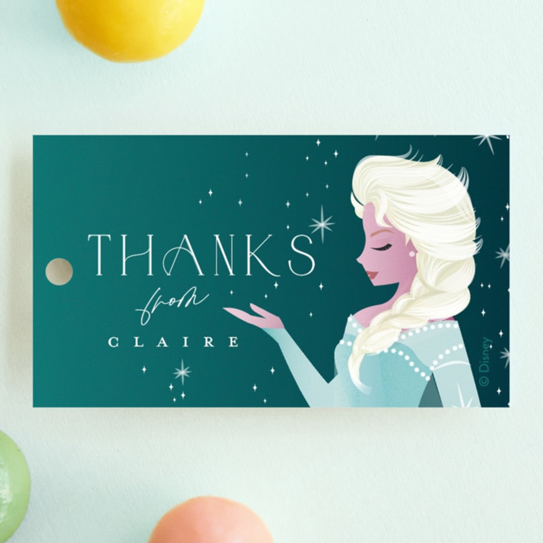 "Disney's Elsa It's A Magical Time" - Children's Birthday Party Favor Tags in Ice by Ana de Sousa - Front