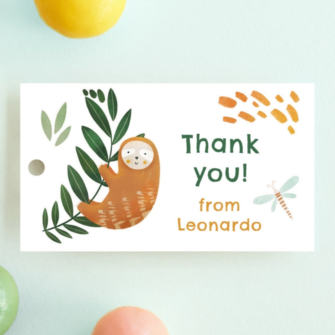 "Sloth jungle" - Children's Birthday Party Favor Tags in Jungle by Tati Abaurre - Front