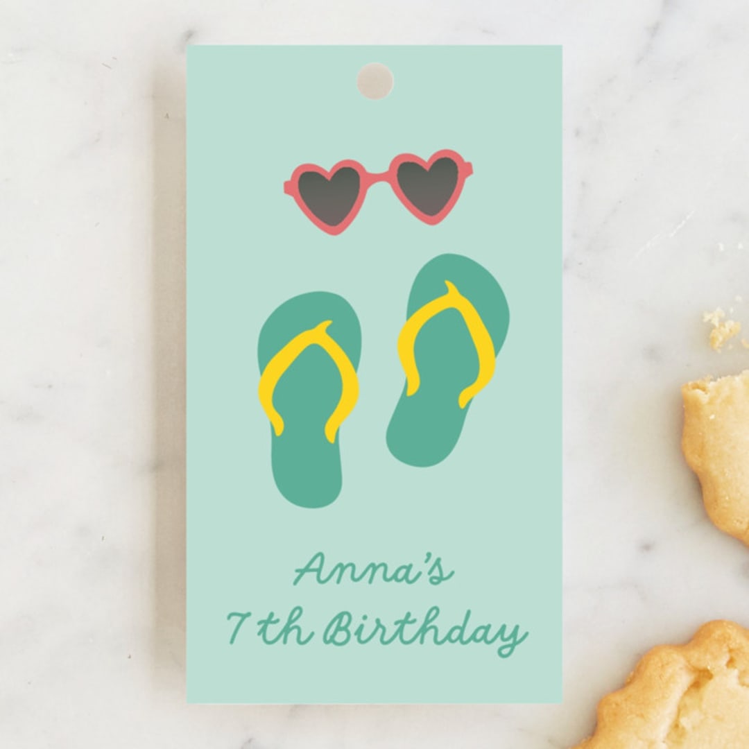 "Splish Splash" - Children's Birthday Party Favor Tags in Pineapple by Annie Holmquist - Front