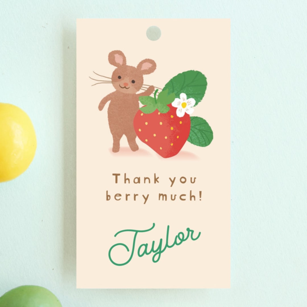 "Berry special" - Children's Birthday Party Favor Tags in Vanilla by Jennifer Wick - Front
