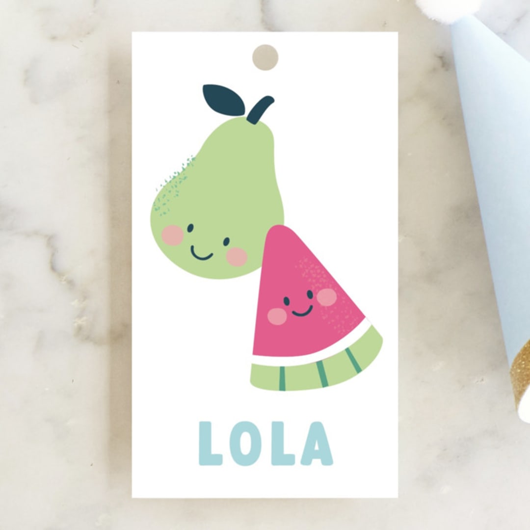 "Fruit Salad" - Children's Birthday Party Favor Tags in Fruit Punch by peetie design - Front