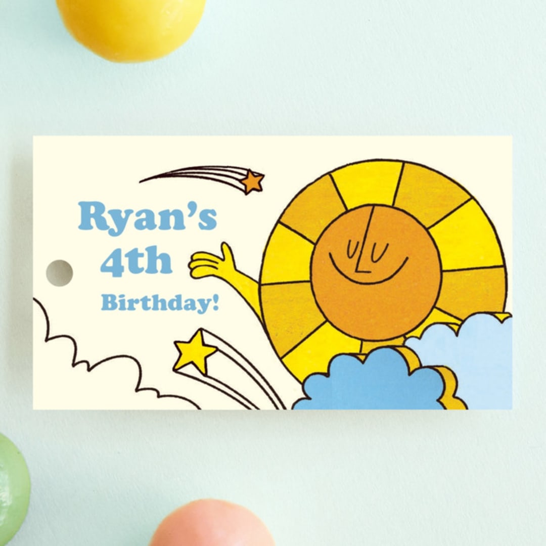 "Birthday Groove" - Children's Birthday Party Favor Tags in Summer by Morgan Ramberg - Front