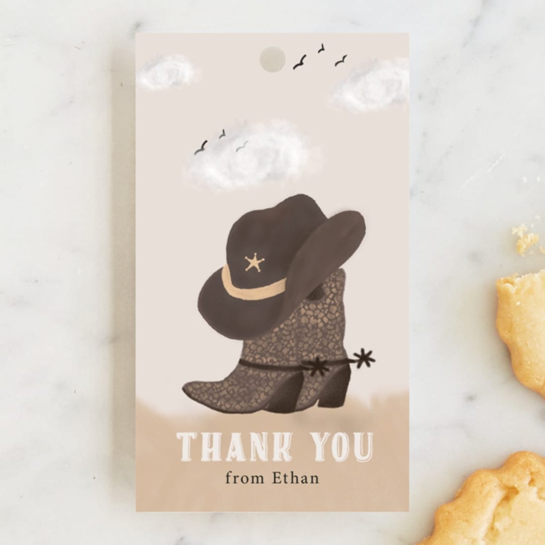 "cowboy party" - Children's Birthday Party Favor Tags in Sand by Jelena Vuletic - Front