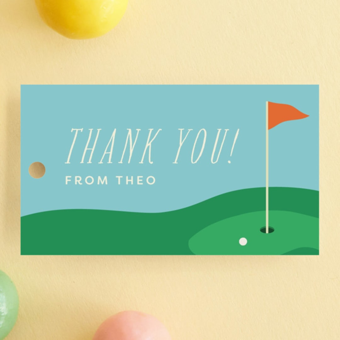 "happy birdie" - Children's Birthday Party Favor Tags in Emerald by Ellen Schlegelmilch - Front