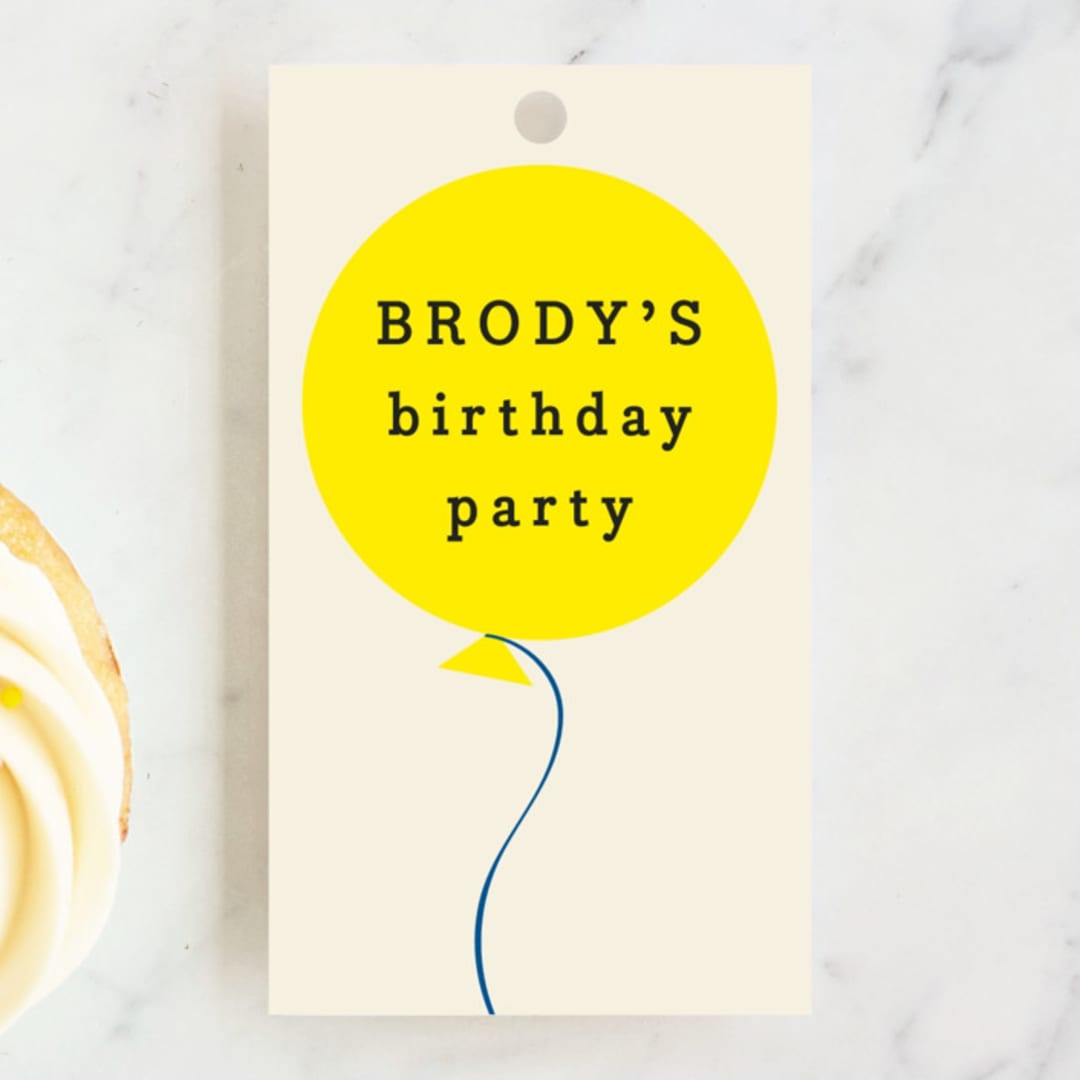 "Balloon" - Children's Birthday Party Favor Tags in Cream by Baumbirdy - Front