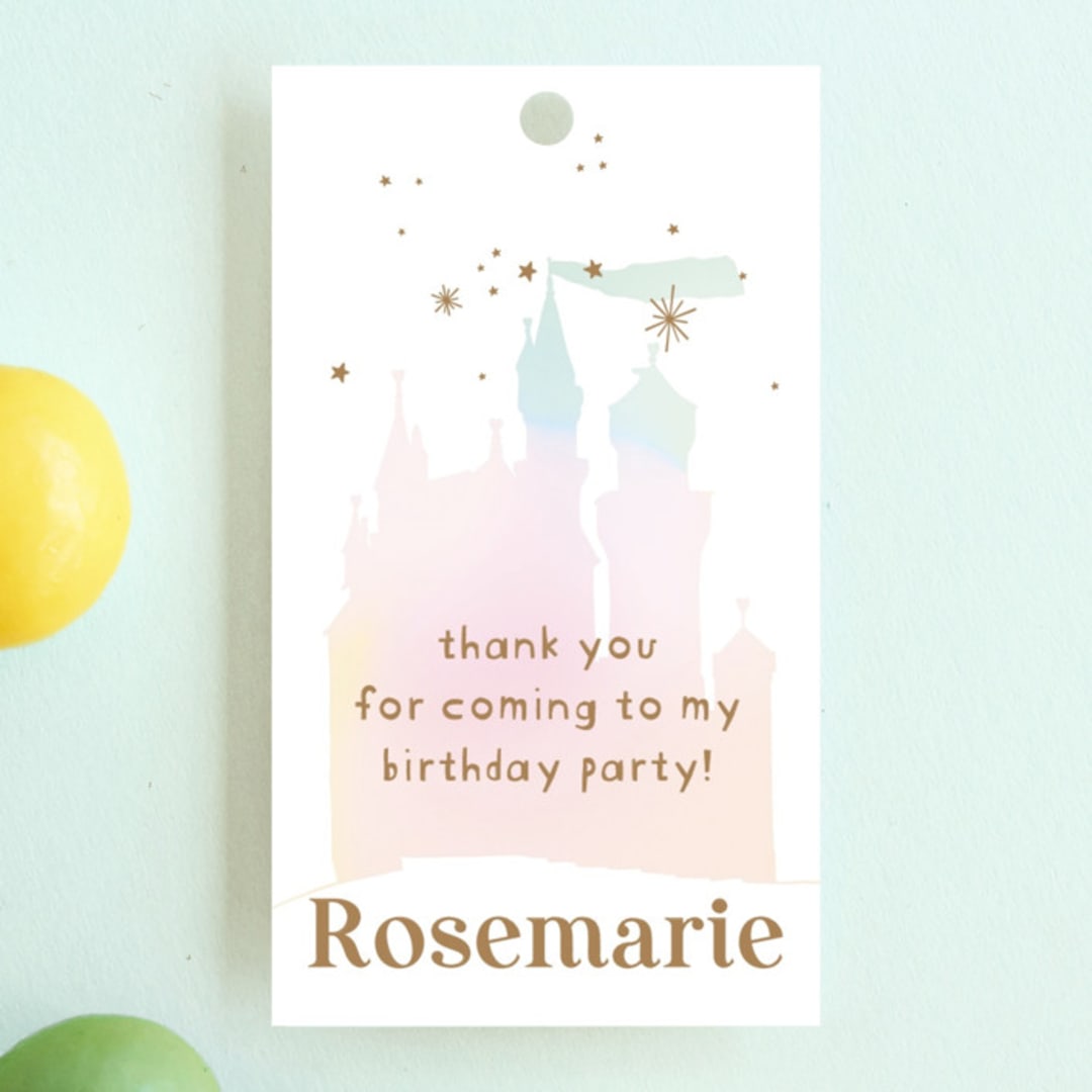 "princess fairytale castle" - Children's Birthday Party Favor Tags in Carnation by Phrosné Barwood - Front