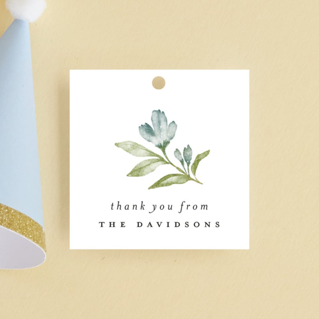 "Bloom" - Children's Birthday Party Favor Tags in Bluebird by Heather Cairl - Front