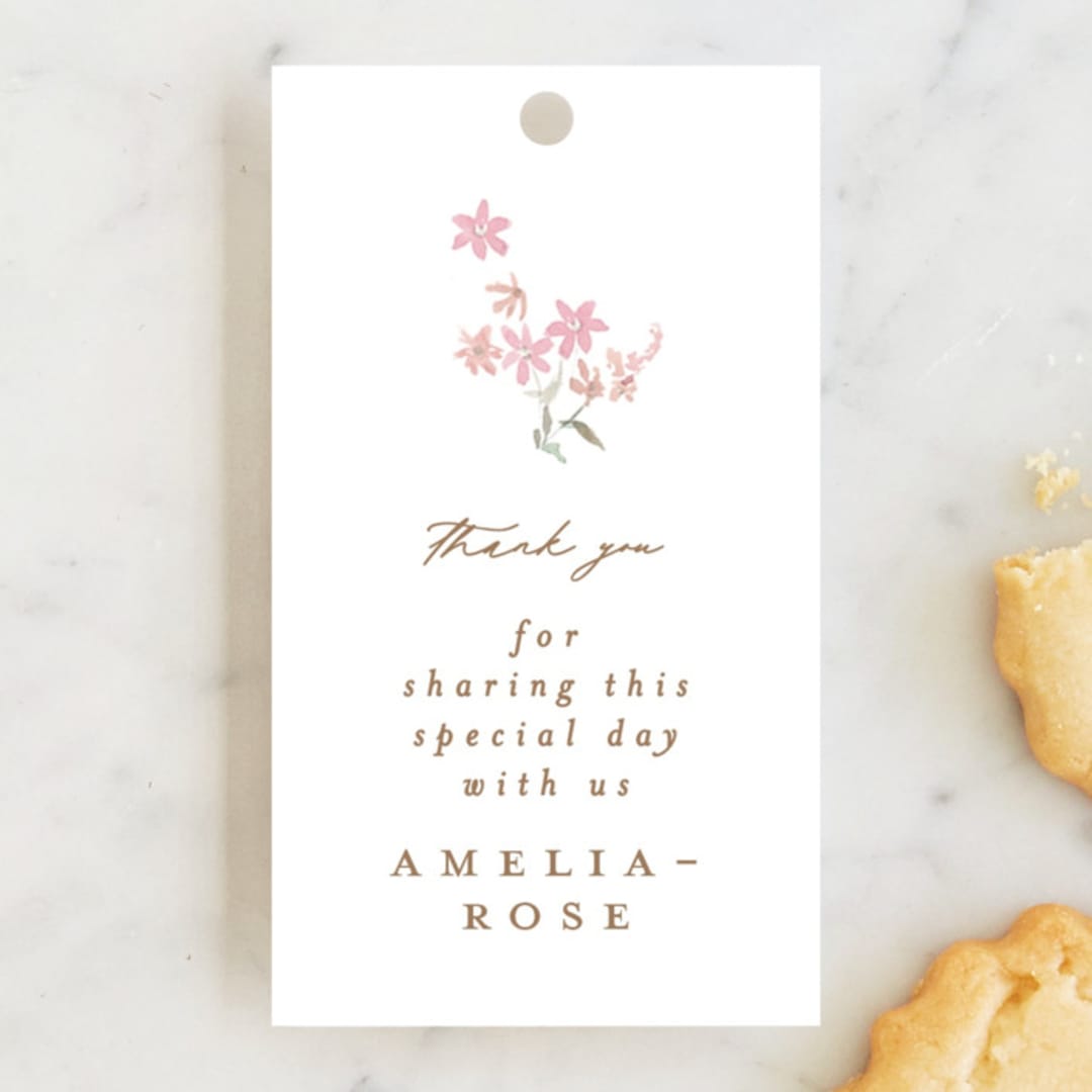 "Meadow" - Children's Birthday Party Favor Tags in Powder by Phrosné Barwood - Front
