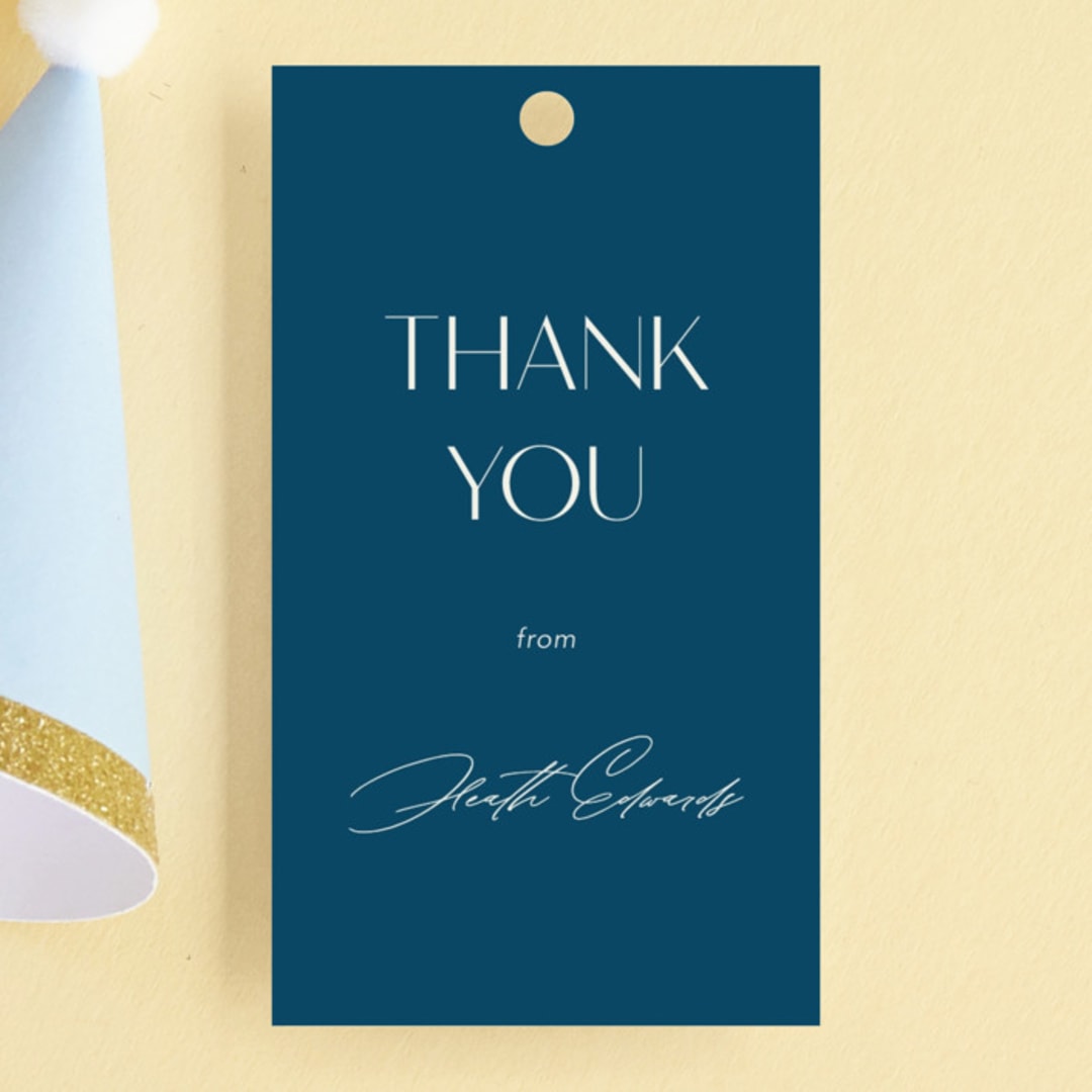 "Elegant Arch" - Children's Birthday Party Favor Tags in Deep Sea by Morgan Kendall - Front