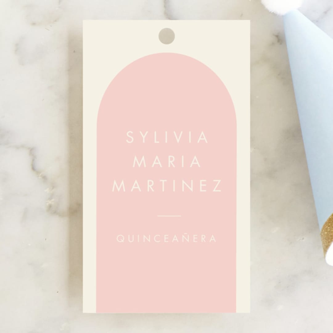 "party streamers" - Children's Birthday Party Favor Tags in Peony by Baumbirdy - Front