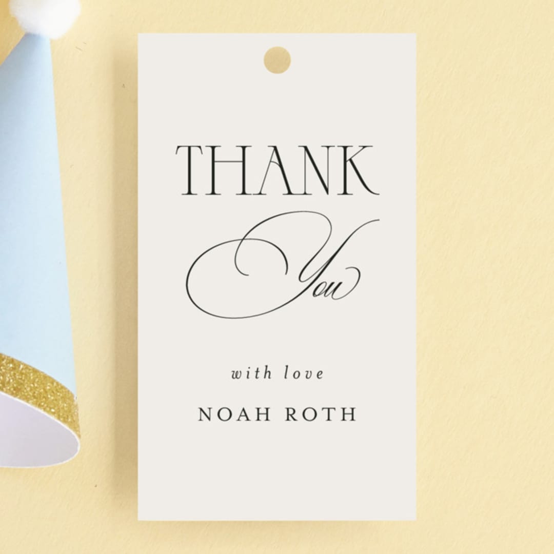 "Blessed Mitzvah" - Children's Birthday Party Favor Tags in Onyx by Benita Crandall - Front