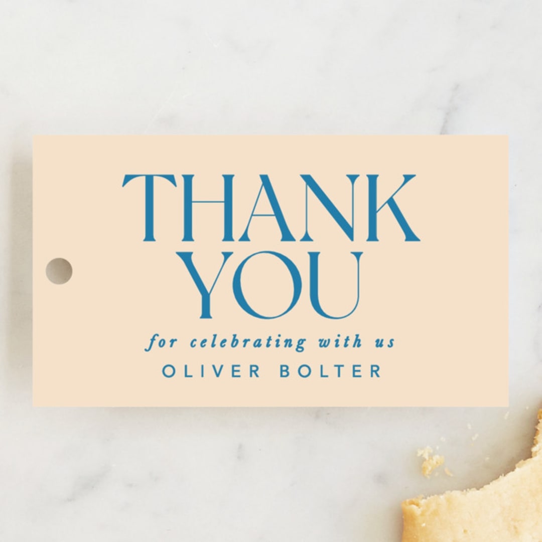 "Modern Mitzvah" - Children's Birthday Party Favor Tags in Sky by Creo Study - Front