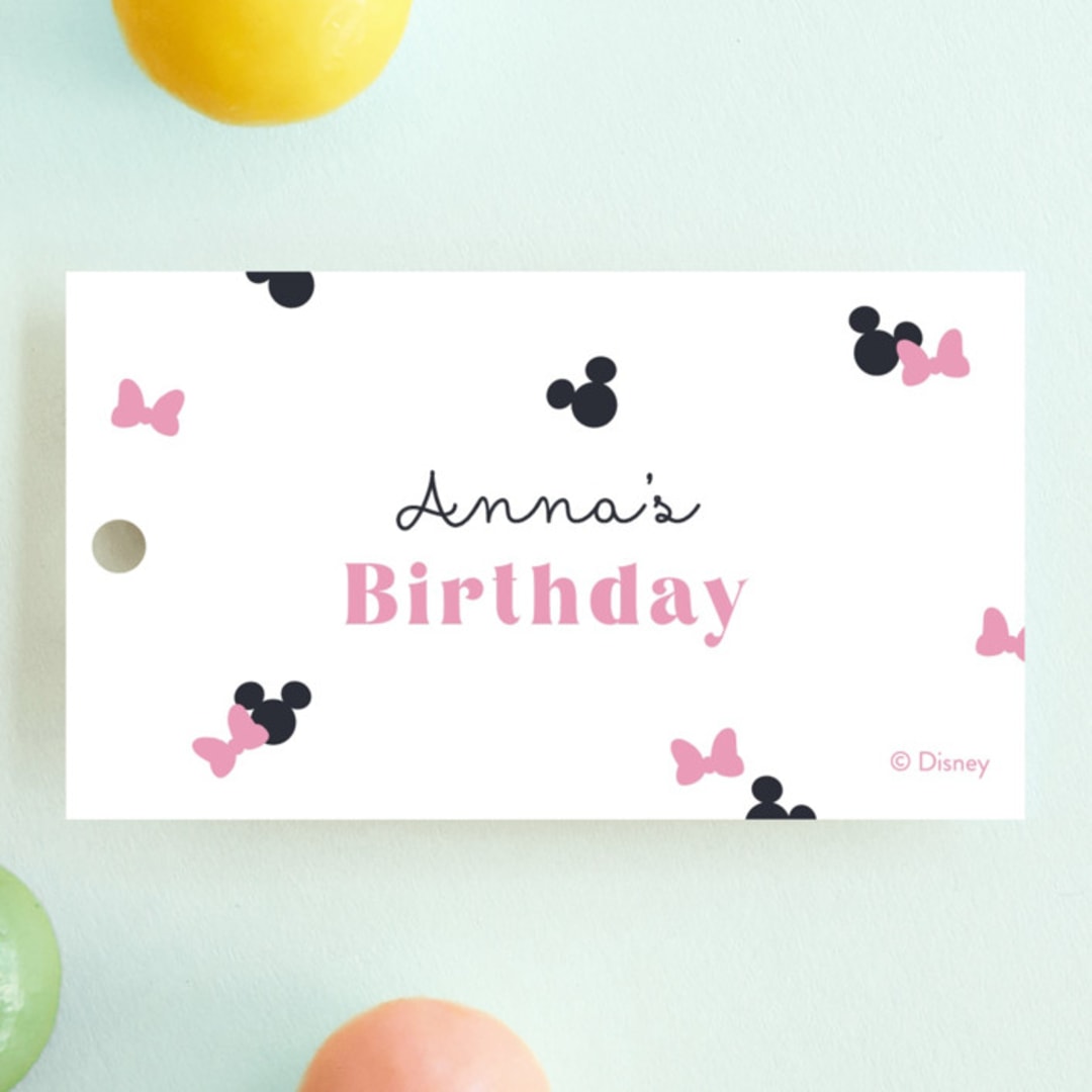 "Disney's Minnie Mouse Confetti" - Children's Birthday Party Favor Tags in Peony by Annie Holmquist - Front