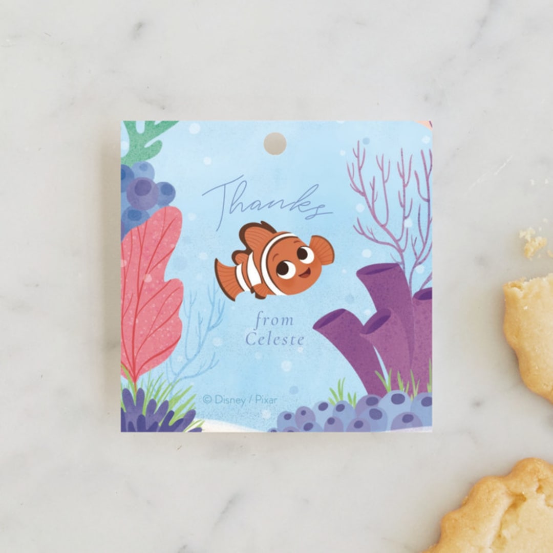 "Disney and Pixar's Finding Nemo Friends" - Children's Birthday Party Favor Tags in Sea by Sabrin Deirani - Front