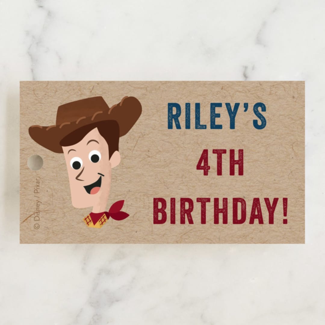 "Disney and Pixar's Howdy Woody" - Children's Birthday Party Favor Tags in Rustic by Oma N. Ramkhelawan - Front