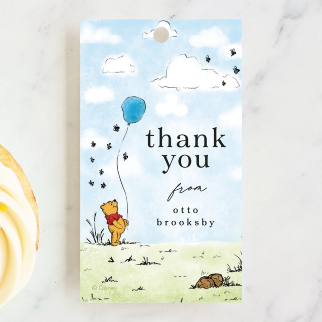 "Disney's Winnie the Pooh Many Birthday Adventures" - Children's Birthday Party Favor Tags in Hundred Acre Wood by Erin L. Wilson - Front