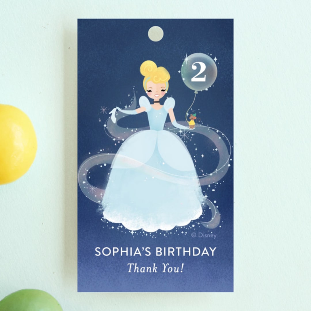 "Disney's Cinderella Bibbity Bobbity" - Children's Birthday Party Favor Tags in Midnight by Itsy Belle Studio - Front