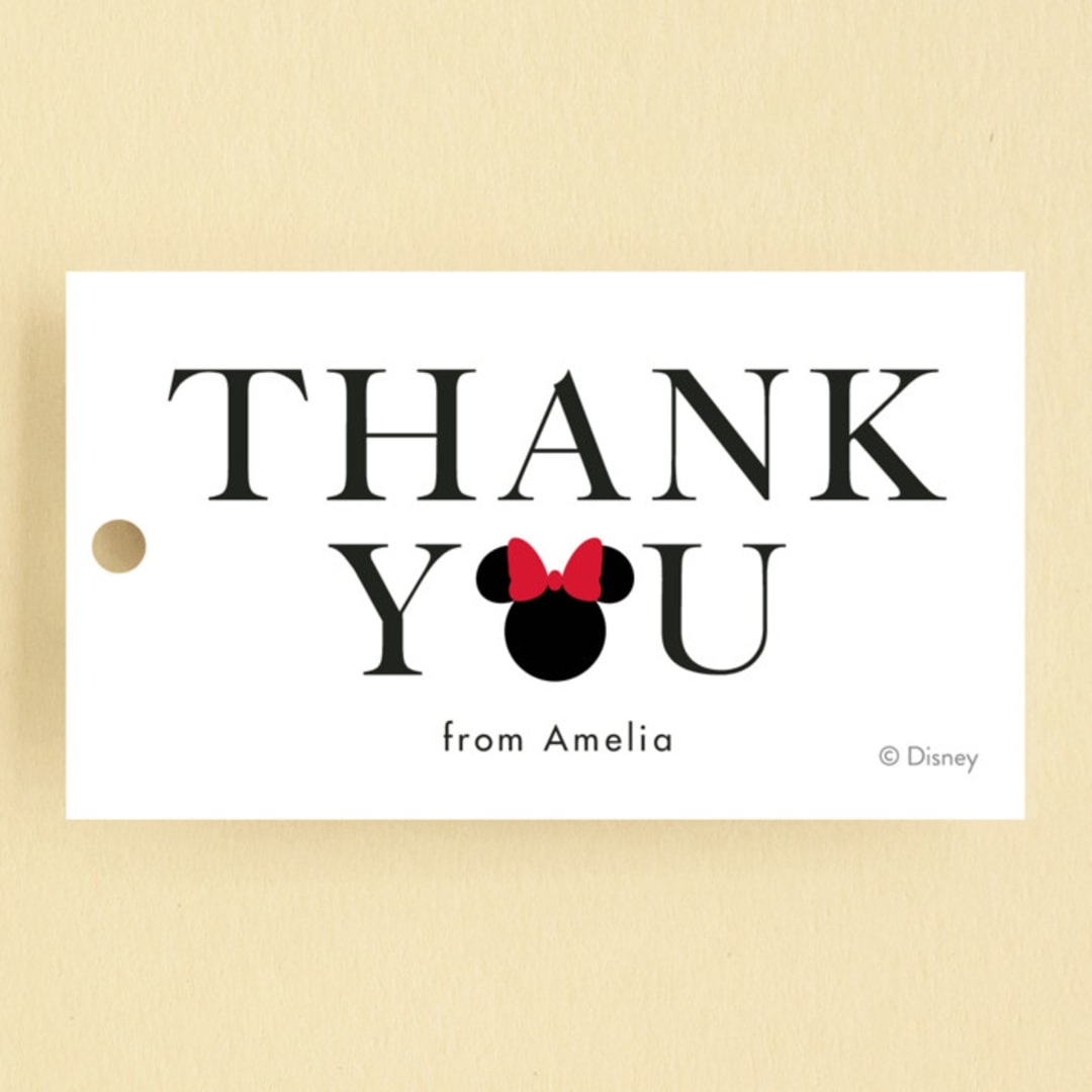 "Disney Simply Minnie Birthday" - Children's Birthday Party Favor Tags in Strawberry by Julee London - Front