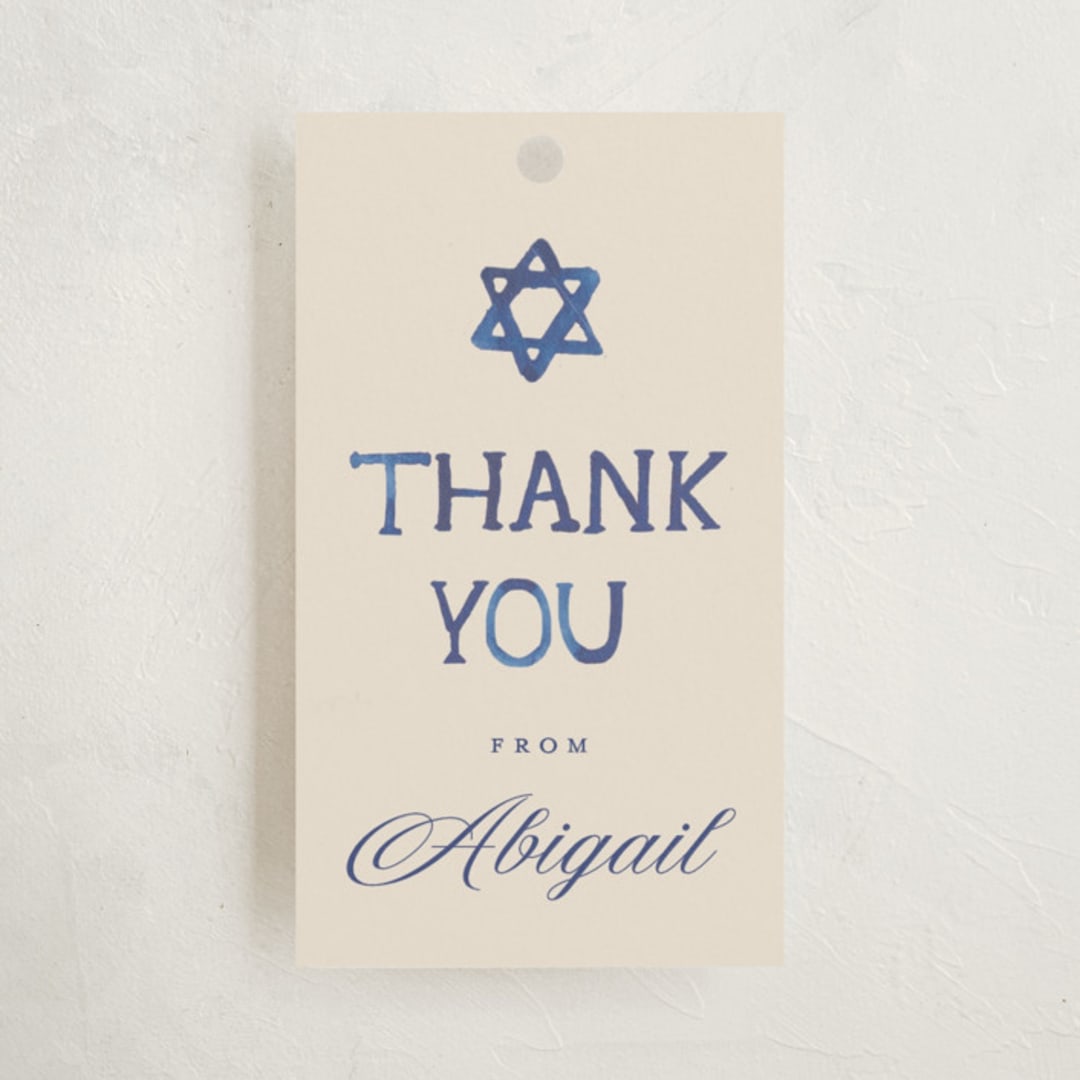 "Painted Mitzvah" - Children's Birthday Party Favor Tags in Butter by Teju Reval - Front